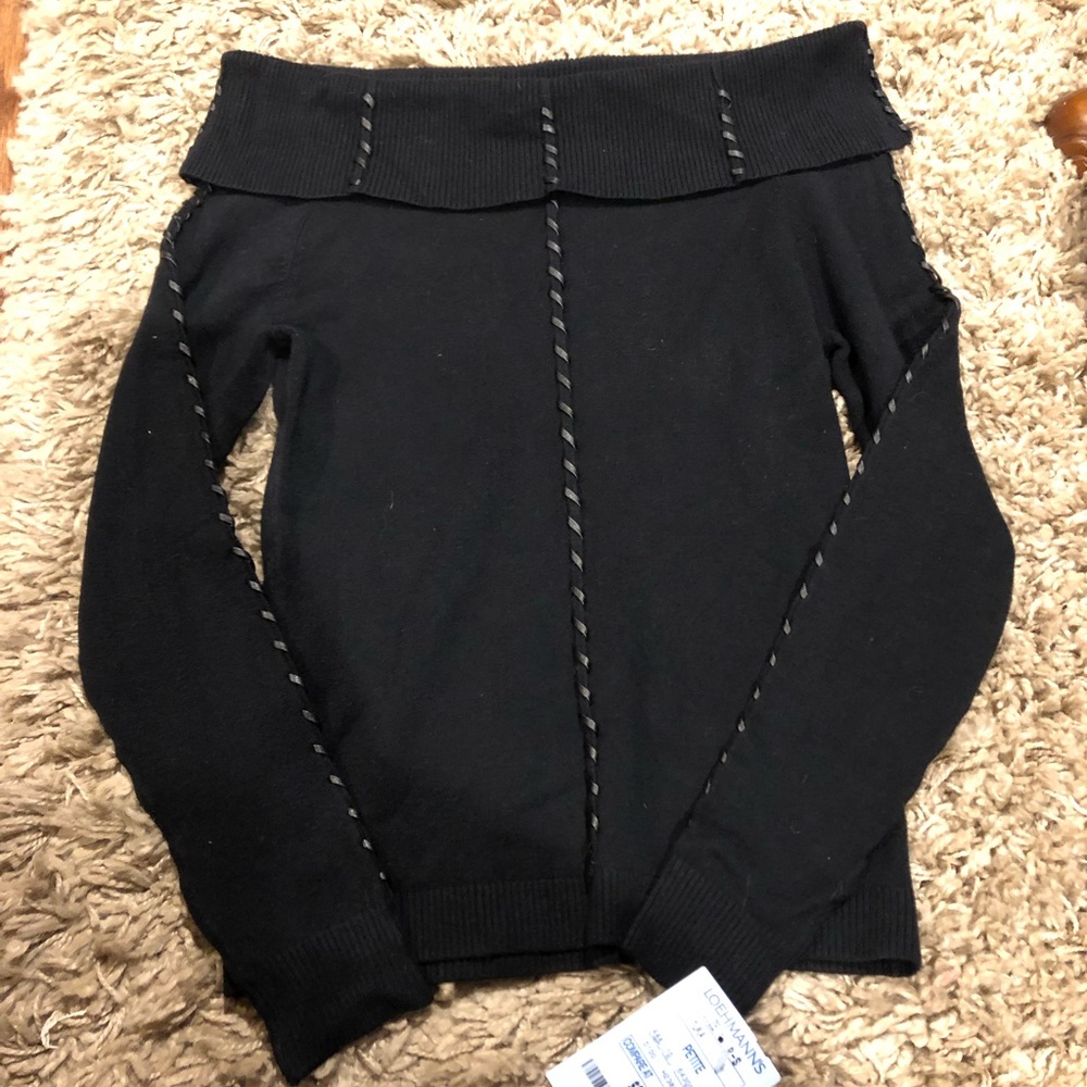 Black sweater with black leather accents